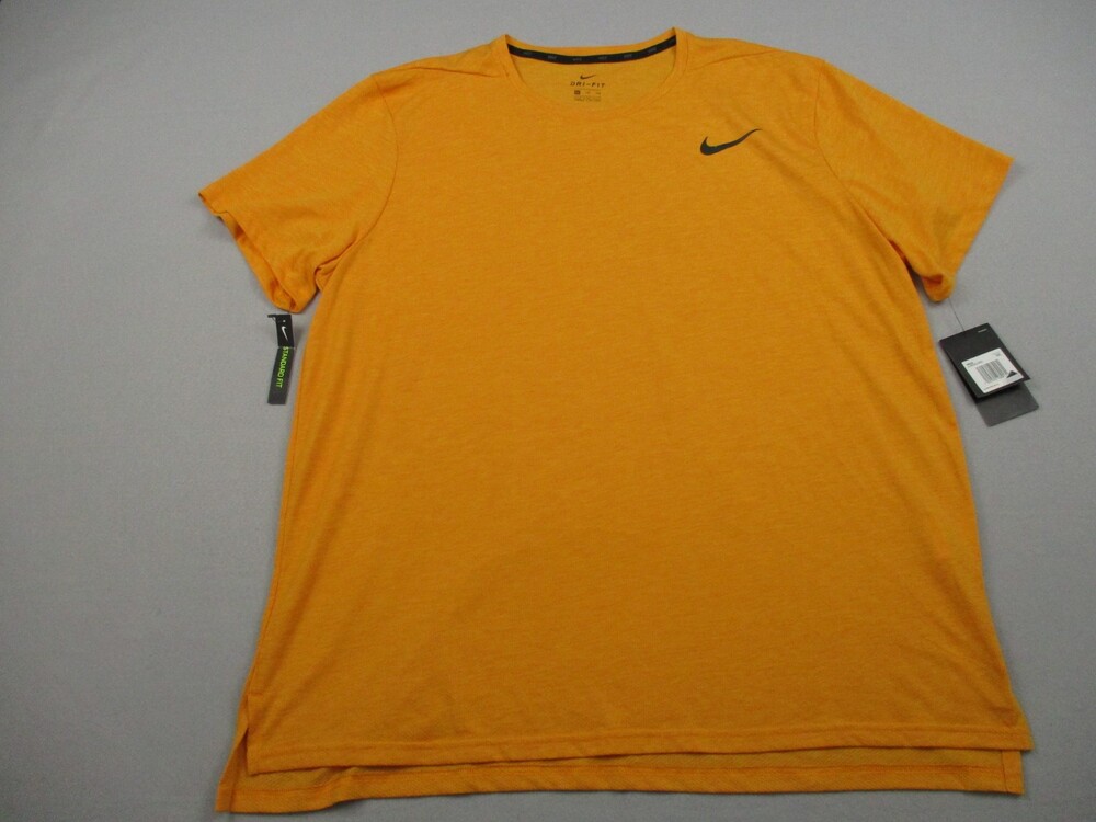 Nike Shirt Men 2XL Orange Breath Hyperdry Short Sleeve Performance Running XXL